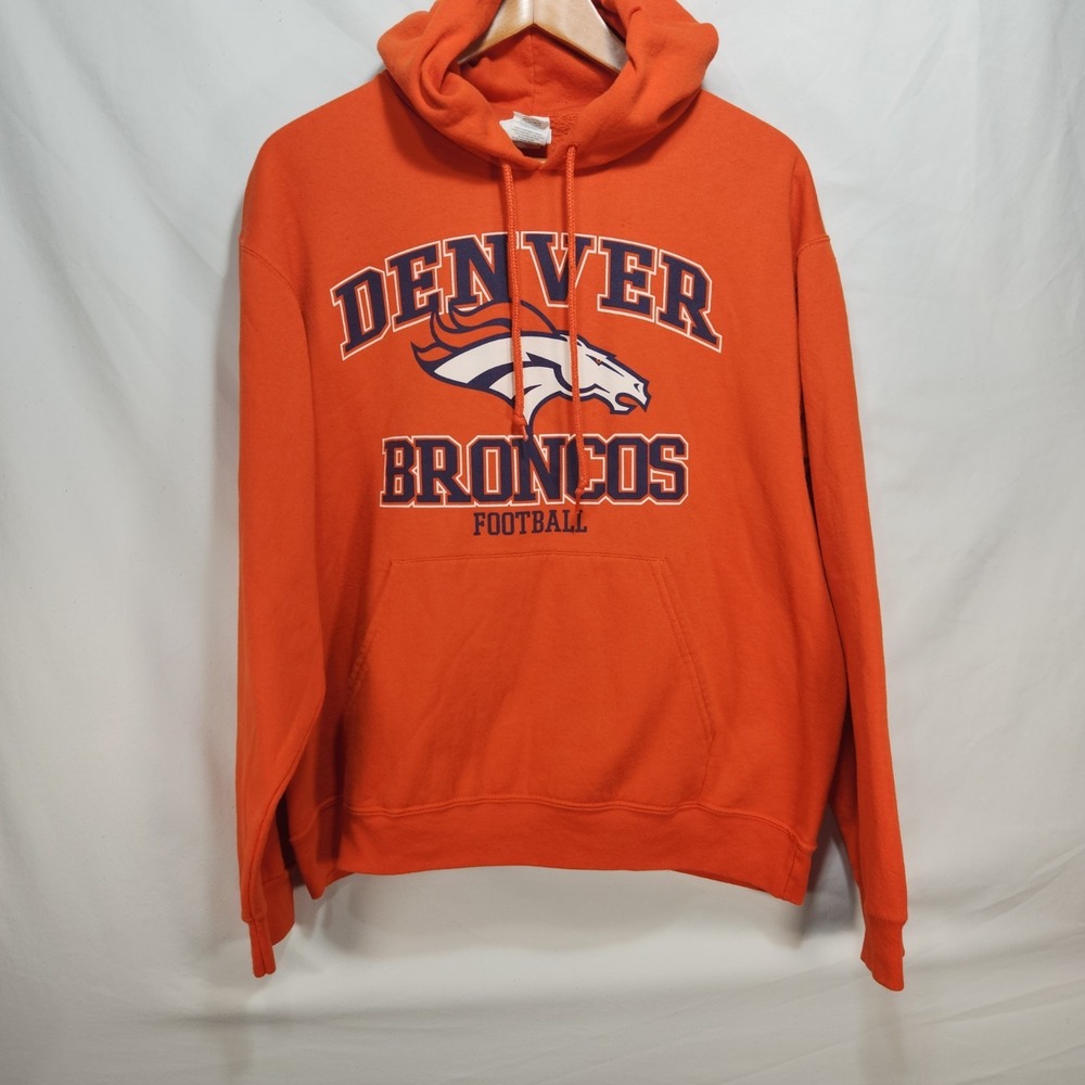 NFL Team Apparel Denver Broncos Football Hoodie Sweatshirt Size Large Orange